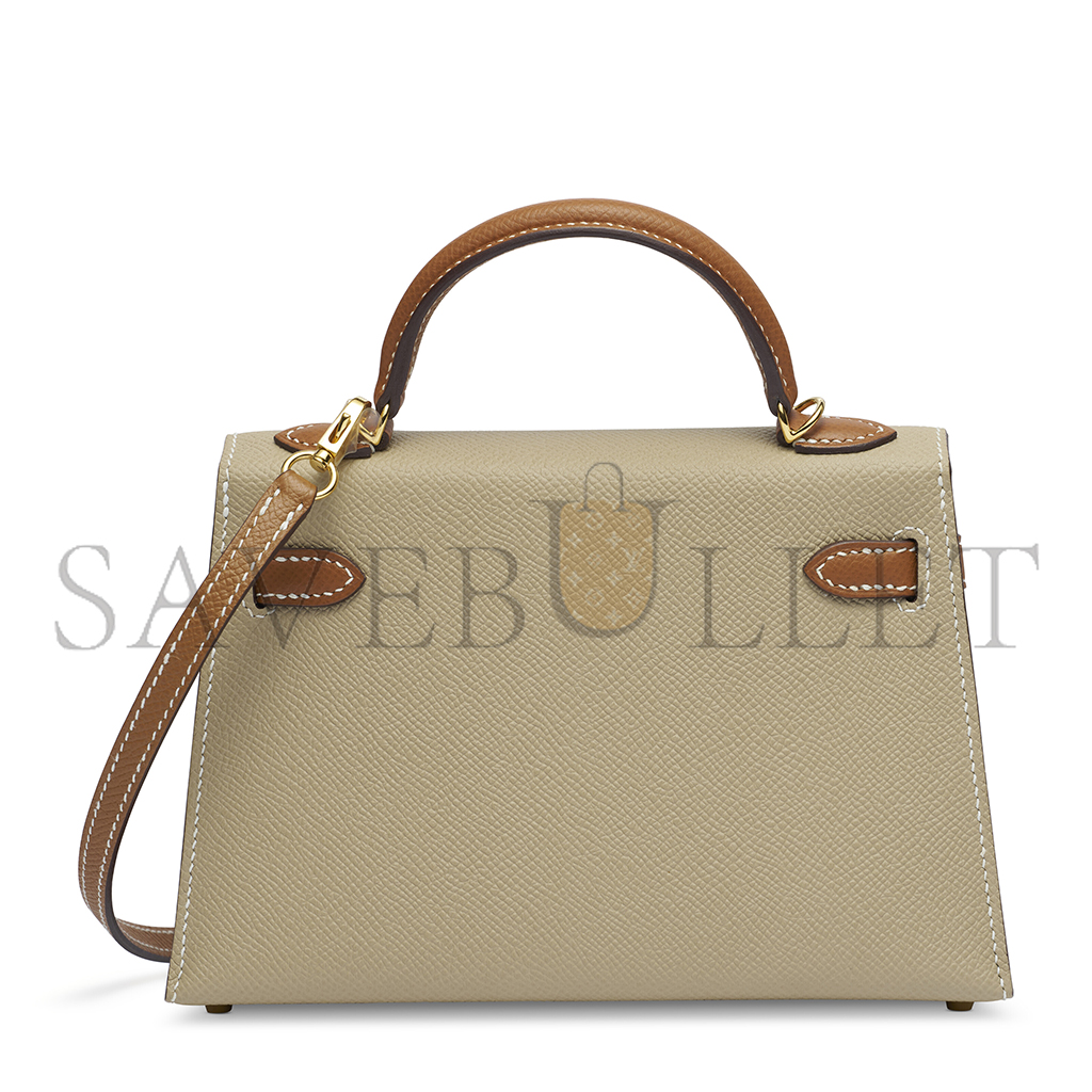 HERMÈS MASTER TRENCH & GOLD EPSOM LEATHER MINI KELLY II WITH GOLD HARDWARE (19*12*5.5cm) 